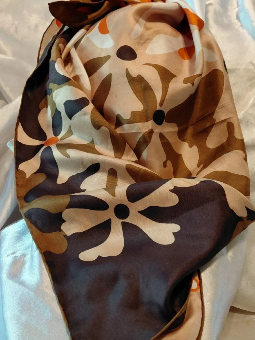 Vintage TRIANGLE Multicolor Hand-Painted Square Silk Scarf